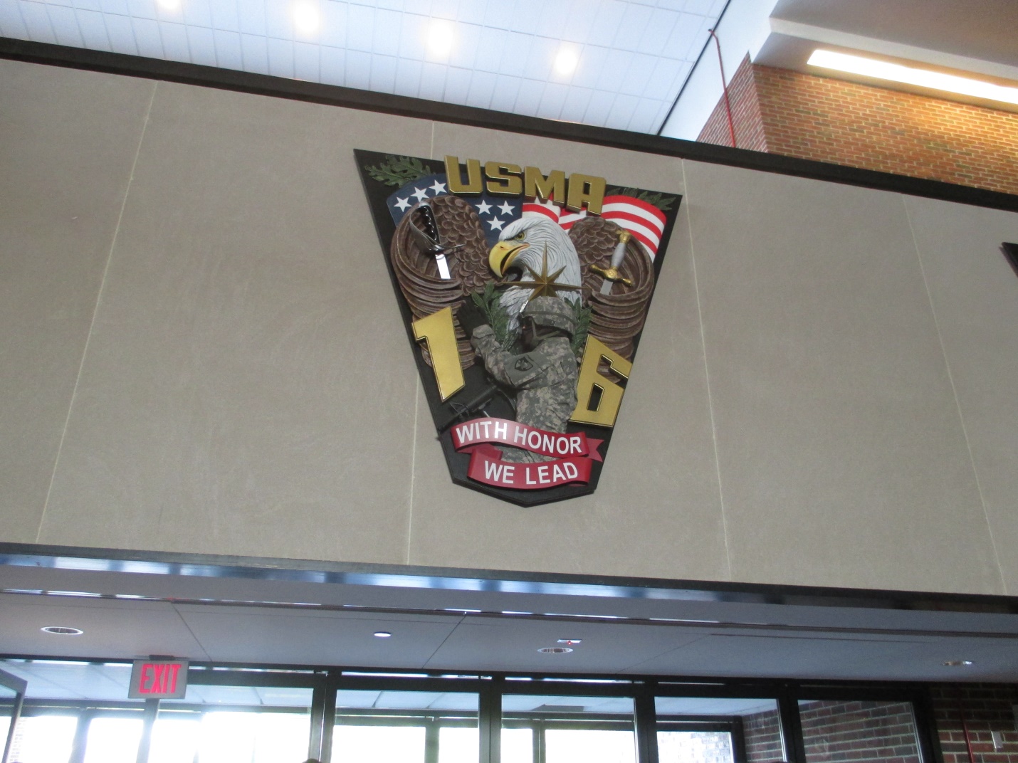 An eagle symbol 2016 on the wall for US military in west point new York. 